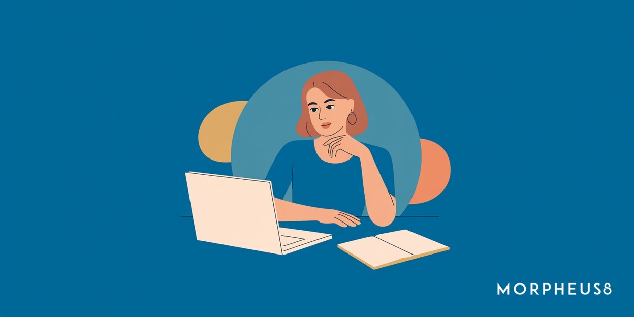 Woman in her forties comparing clinic prices on a laptop at her kitchen table